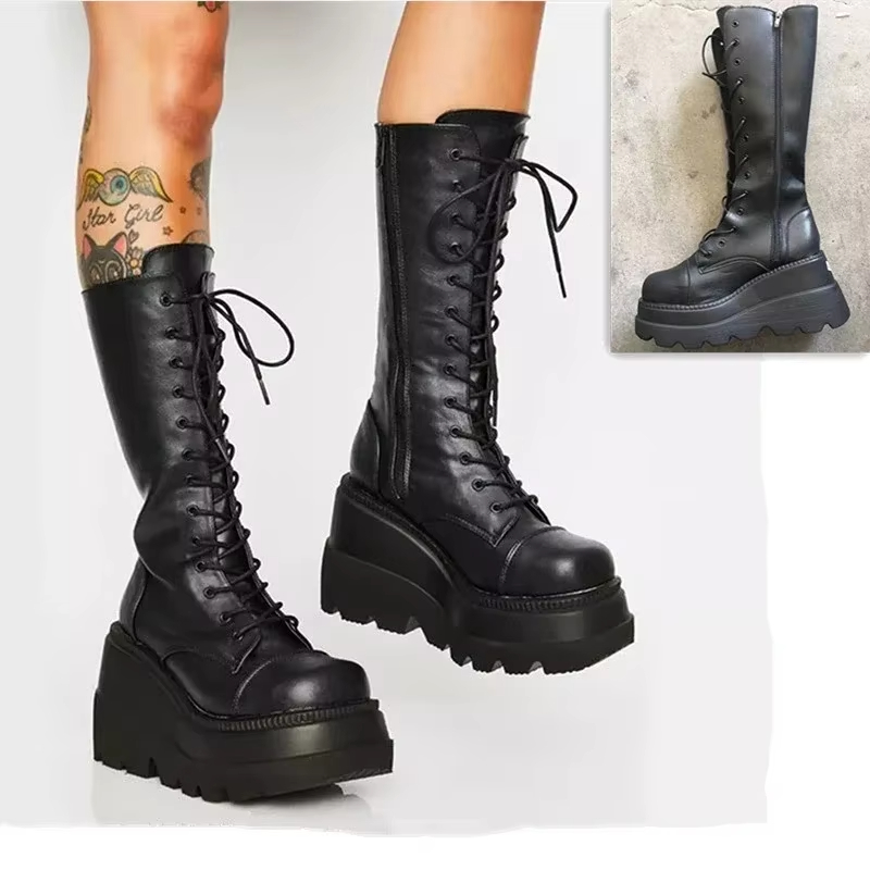 Women'S Fashion Knee High Boots - Stivali con Piattaforma da Donna, Stile